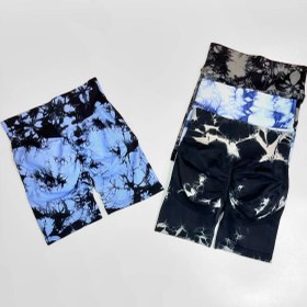 تصویر شرتک آبرنگی زنانه با فاق مرغک دار و کمرگنی 