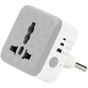 تصویر تبدیل تایمر دار سه به دو شارژر آیفون باگارانتی 36ماهه هادرون power plug adapter