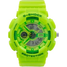 تصویر ساعت عقربه ای و دیجیتال کاسیو مدل G-SHOCK با رنگ سبز فسفری 