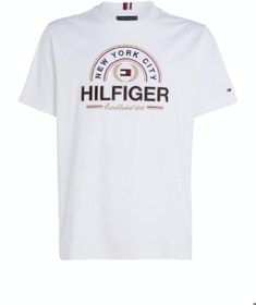 تصویر تی‌شرت مردانه آیکون هیلفیگر - کتان، سفید برند Tommy Hilfiger Men's Icon Hilfiger T-Shirt - Cotton, White