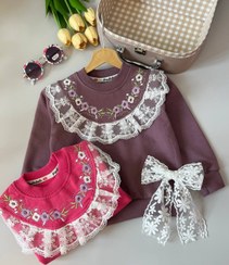 تصویر بلوز تک گلدوزی نگین - سرخابی / ۴۵ 