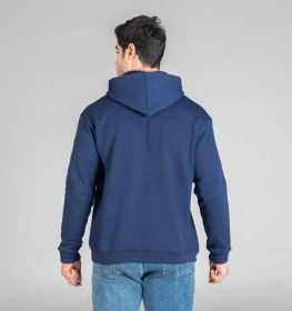 تصویر هودی مردانه کلاه دار سرمه ای ساده کد DY48579 