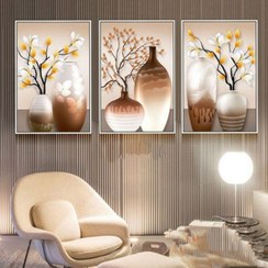 تصویر تابلو دکوراتیو سه تیکه مدرن طرح کوزه 