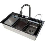 تصویر سینک ظرفشویی پیانویی هایشن سایز ۹۰ سانت فول آپشن 