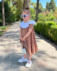 تصویر پیراهن جنس موسلین شکلاتی رنگ - سایز 