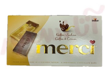 تصویر شکلات تخته ای مرسی با طعم خامه و قهوه merci merci coffee cream chocolate 100g