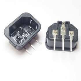 تصویر جک پاور AC نری رو بردی پایه بلند , AC power input jack, male 250V 10A 