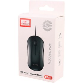 تصویر موس سیمی یو اس بی ارلدام ET-KM3 Mouse wired Earldom ET-KM3 computer for PC/laptop 1.2M classic Black