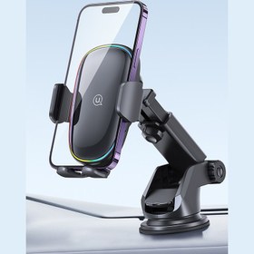 تصویر پایه نگهدارنده موبایل یوسمز CD187 USAMS CD187 15W Car Colorful Light Mechanical Wireless Charging Holder