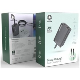 تصویر شارژر و کابل green lion 45W PD & QC Wall charger with type-c to lightning cable 1M UK 