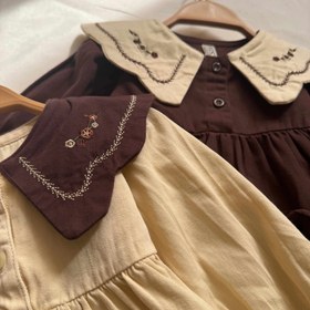 تصویر پیراهن چین دار دورنگ 