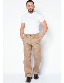 تصویر شلوار چینی مردانه با فیت آزاد، رنگ بژ برند selected homme Men Loose Fit Solid Chino Pants, Tan