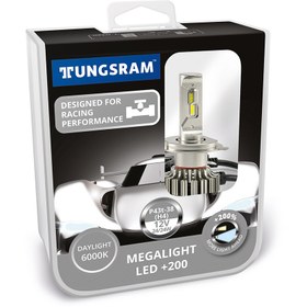 تصویر هدلایت LED پایه H4 مگالایت %200 تانگسرام – TUNGSRAM 