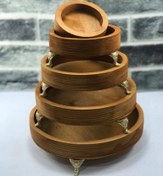 تصویر سینی سرو ۵ تیکه چوبی پایه دار 