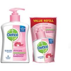 تصویر مایع دستشویی دتول مراقب پوست200 میلی همراه با یدک 175 میلی (Dettol) 