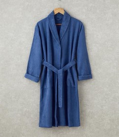 تصویر حوله حمام کتان انگلیش هوم مدل Summer سایز S-M آبی Summer Cotton Bathrobe S-M Navy Blue