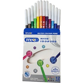 تصویر ماژیک رنگ آمیزی آبرنگی 12 رنگ بیسیک water colour pens 