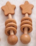 تصویر جغجغه ماه و ستاره با حلقه چوب راش کیفیت عالی 