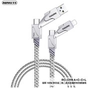 تصویر کابل همه‌کاره ۴ در ۱ ریمکس مدل RC-C119 | کابل فست شارژ ۱۰۰ وات با طراحی USB-A / USB-C و Lightning / USB-C 