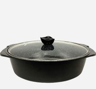 تصویر تابه مرغ یونیک مدل UN7821 ا تابه دو تیکه مرغ یونیک مدل UN7821 جنس چدن رویه گرانیت با درب شیشه پیرکس |pan UN7821 