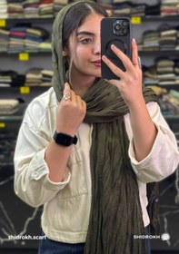 تصویر شال حریر پفکی ساده - ابی Shal harir pofaki sade