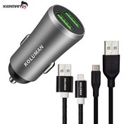 تصویر شارژر فندکی کلومن مدلKC-C04 TC به همراه کابل تبدیل USB Type-C Koluman KC-C04 TC Lighter Charger With USB Type-C Cable