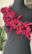 تصویر گل کریشه برای تزیین لباس دستساز در سایز و رنگ دلخواه - 8 سانت / زرشکی gol lebas