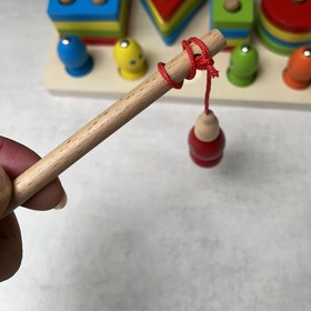 تصویر اسباب بازی پایه اشکال چوبی و ماهیگیری مناسب تقویت تمرکز و دستورزی کودک +۳ سال 