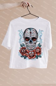 تصویر تیشرت اسکلت گلدار - l Floral skeleton t-shirt