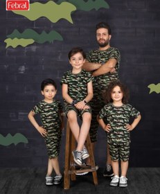 تصویر ست تی شرت و شلوارک راحتی پسرانه برند مادر مدل فیدل – سبز یشمی 