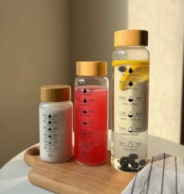 تصویر بطری پیرکس درب چوبی 