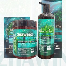 تصویر شامپو فری سولفات و ماسک موی کراتین جلبک دریایی ا Mige seaweed hair shampoo mask Mige seaweed hair shampoo mask