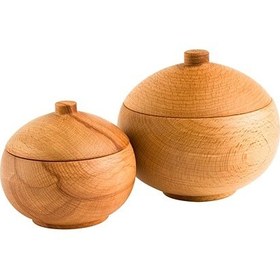 تصویر قندان چوبی کروی نیم وود - کوچک (8×9×9) / چوب sugar bowl