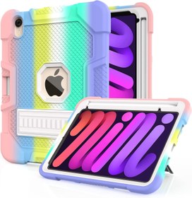 تصویر قاب ایپد مینی 5 / آیپد مینی 4، طراحی مناسب کودکان iPad Mini 6 Case 8.3" 2021 - [ Rainbow Series ] with Pencil Holder & Kickstand Solid Heavy-Duty Rugged Protective Cover