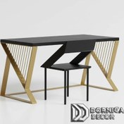 تصویر میز اداری فلزی مدرن با صفحه MDF 1307 پایه طلایی