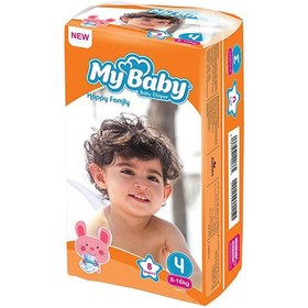 تصویر پوشک کامل بچه سری خانواده شاد سایز4 بسته 8 تا 16 کیلوگرم 8عددی مای بیبی My Baby Happy Family Baby Diaper 8 To 16 Kg Pack Of 8