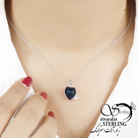 تصویر گردنبند نقره زنانه سوارسکی مدل قلب 3 نگین کد 11414 Swarovski women's silver necklace, heart model, 3 jewels