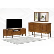 تصویر ست میز تلویزیون و کنسول چوبی مدل ساسانی با آینه 