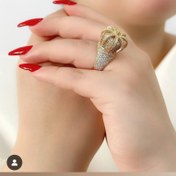 تصویر انگشتر نقره تاج طلایی 