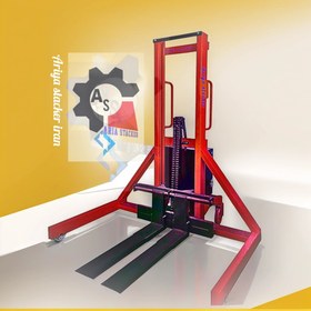 تصویر استاکر برقی دهنه باز ظرفیت ۳تن حداکثر ارتفاع ۲ متر آریا استاکر Electric stacker with a capacity of 3 tons and a maximum height of 2 meters