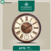تصویر ساعت دیواری شوبرت، ساعت دیواری با قاب چوبی، سایز 70، فونت رومی، موتور آرامگرد، اعداد و جزئیات برجسته، موتور ثانیه شمار مستقل، مدل 6775 اریک 
