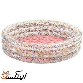تصویر استخر بادی سه حلقه اینتکس مدل شکوفه صورتی intex 58427