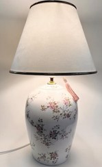 تصویر آباژور رومیزی سرامیکی طرح شکوفه گل صورتی 