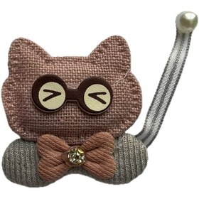 تصویر تکه دوزی گربه با پاپیون 