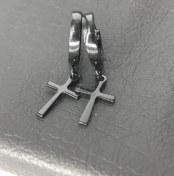 تصویر گوشواره طرح صلیب مشکی 