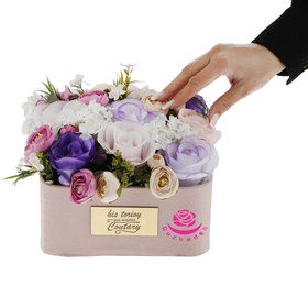 تصویر باکس گل مصنوعی ترکیبی بنفش 