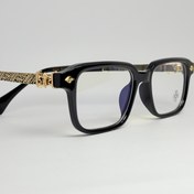 تصویر عینک بلوکات آماده زنانه کروم هارتز - مشکی طلایی chrome hearts sunglasses