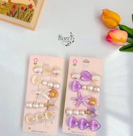 تصویر پک گیره مو ۵ تایی صدفی 