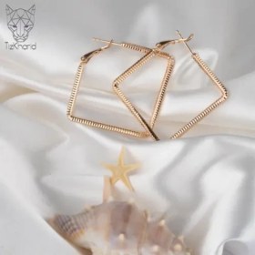 تصویر گوشواره حلقه ای ژوپینگ اسکوئر gold square xuping earring caviar