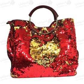 تصویر کیف مجلسی زنانه پولکی قرمز طلایی 